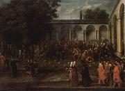 Jean-Baptiste Van Mour Der Gesandte Cornelis Calkoen begibt sich zur Audienz beim Sultan Ahmed III. oil on canvas